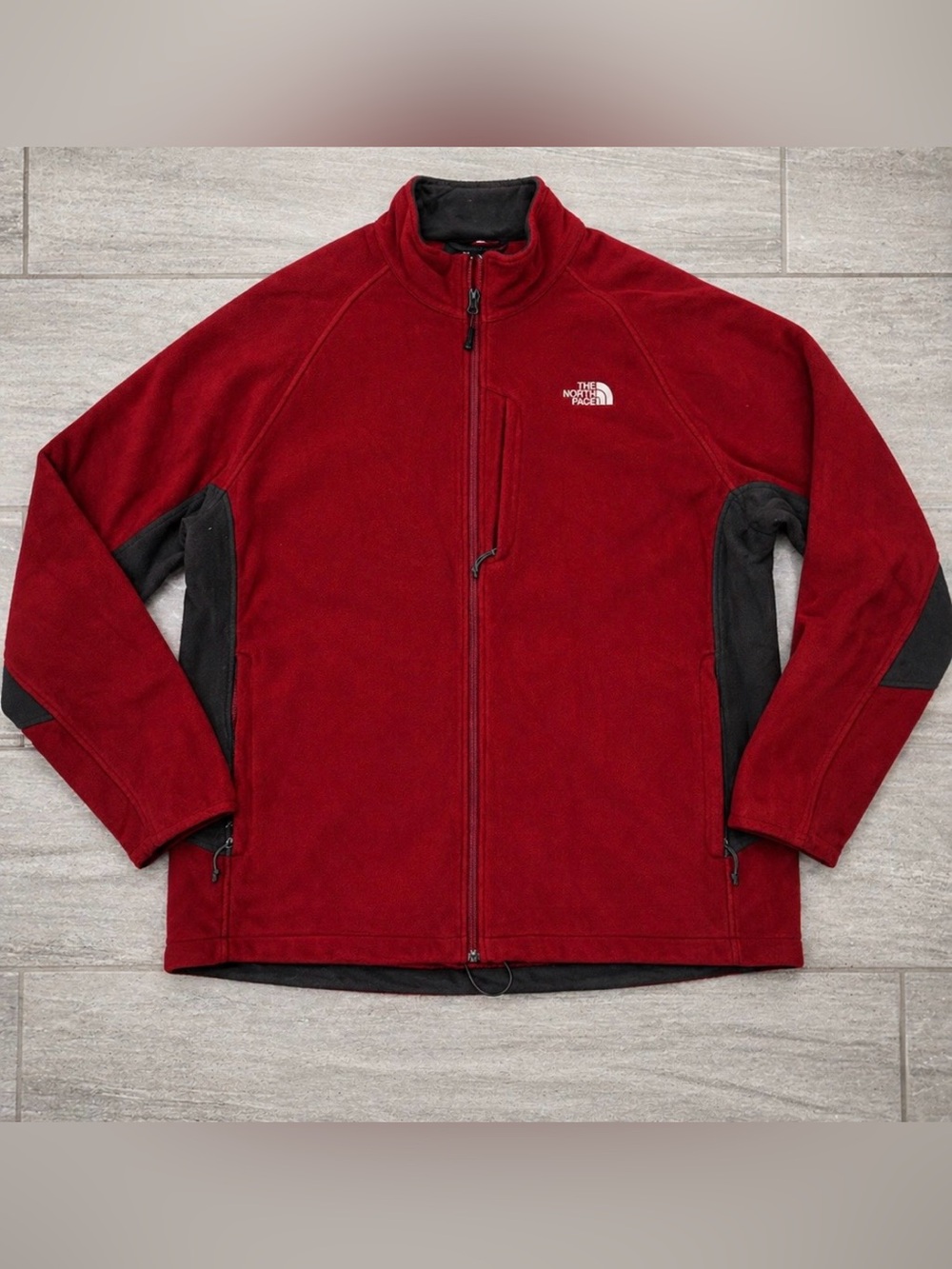 The North Face Men’s Red Fleece Jacket with Black Panels